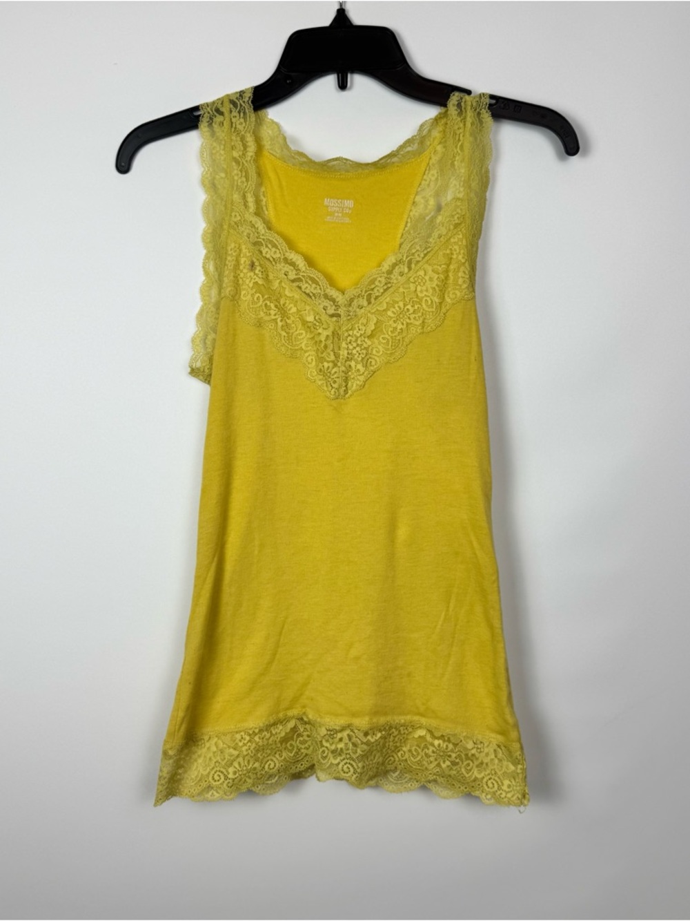 Mossimo Supply Co. Yellow Lace-Trim Tank Top